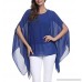 Myosotis510 Women's Floral Printed Chiffon Caftan Poncho Tunic Top Blue B01HMOXA44